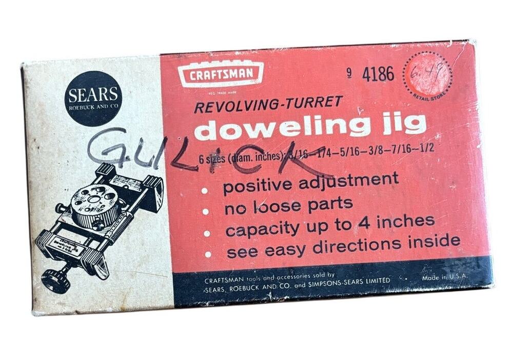 Vintage Sears Craftsman Doweling Turret Model 94186 Revolving Guide Jig Box